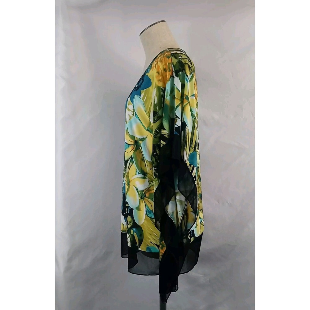 Vintage Suzie Floral Blouse Womens Large Batwing Shirt 90s Fashion Top Tropical - Picture 4 of 11